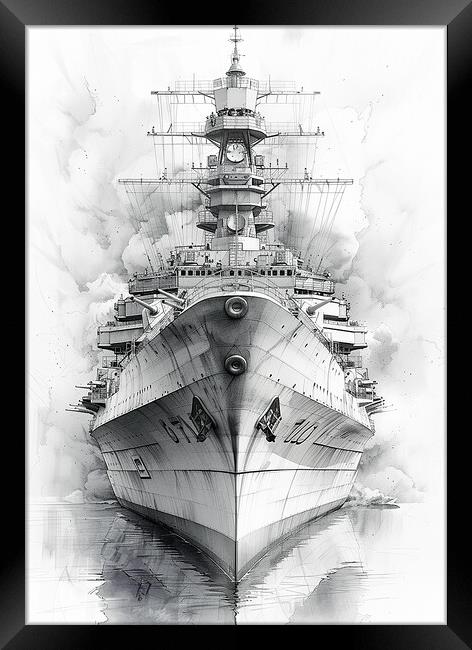 Royal Navy Ship Black and White Framed Print by Airborne Images