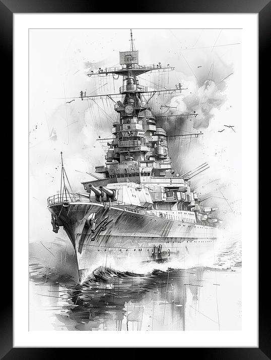 Royal Navy Ship Black and White Framed Mounted Print by Airborne Images