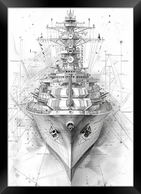 Royal Navy Ship, Black and White Framed Print by Airborne Images
