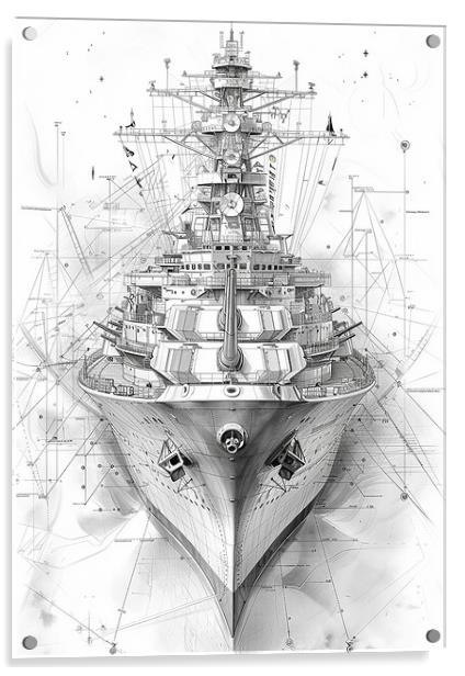 Royal Navy Ship, Black and White Acrylic by Airborne Images