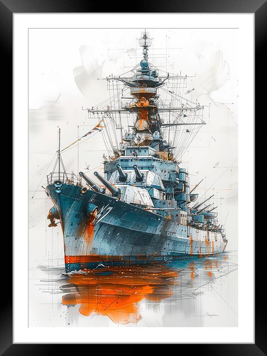 Royal Navy Ship Blueprint Framed Mounted Print by Airborne Images