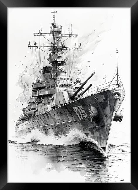 Royal Navy Ship Black and White Framed Print by Airborne Images