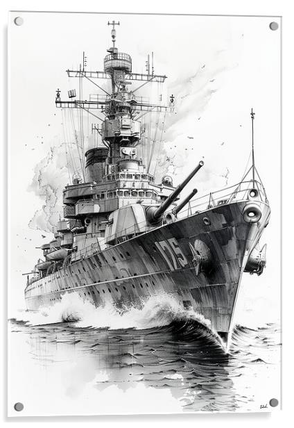 Royal Navy Ship Black and White Acrylic by Airborne Images