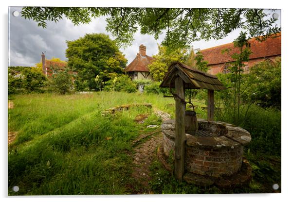 Small Hythe Garden Well Landscape Acrylic by John Gilham