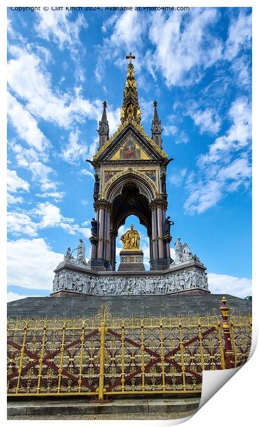 Blue Skies over the Albert Memorial  Print by Cliff Kinch