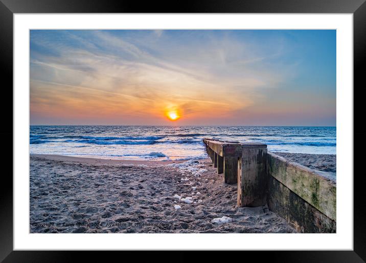 Swanage Sunrise Reflections Framed Mounted Print by Kenn Sharp