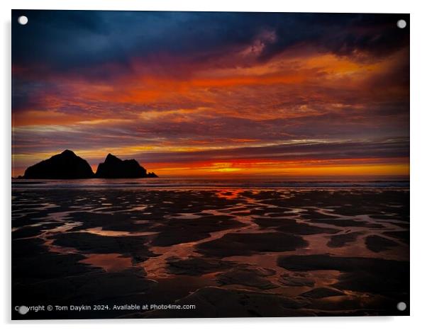 Holywell Beach Sunrise Sunset Acrylic by Tom Daykin
