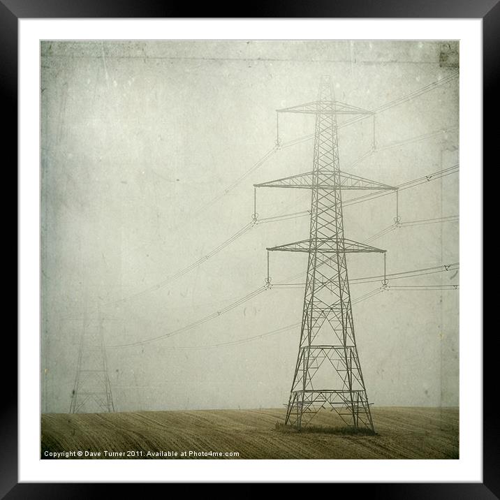 Pylons in the Mist Framed Mounted Print by Dave Turner