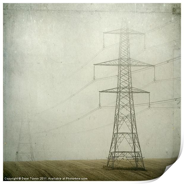 Pylons in the Mist Print by Dave Turner