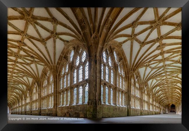 Wells Cathedral Cloisters  Framed Print by Jim Monk