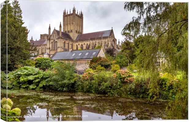 Wells Cathedral from Bishop's Palace Canvas Print by Jim Monk