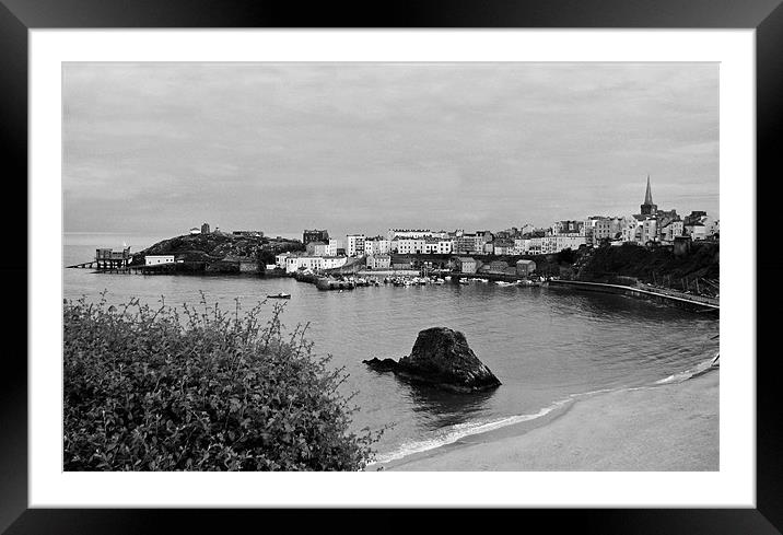 Tenby Harbour North Beach. Framed Mounted Print by paulette hurley
