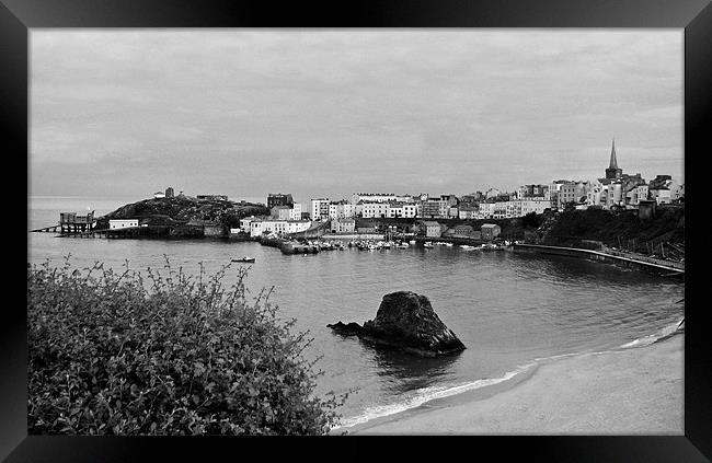 Tenby Harbour North Beach. Framed Print by paulette hurley