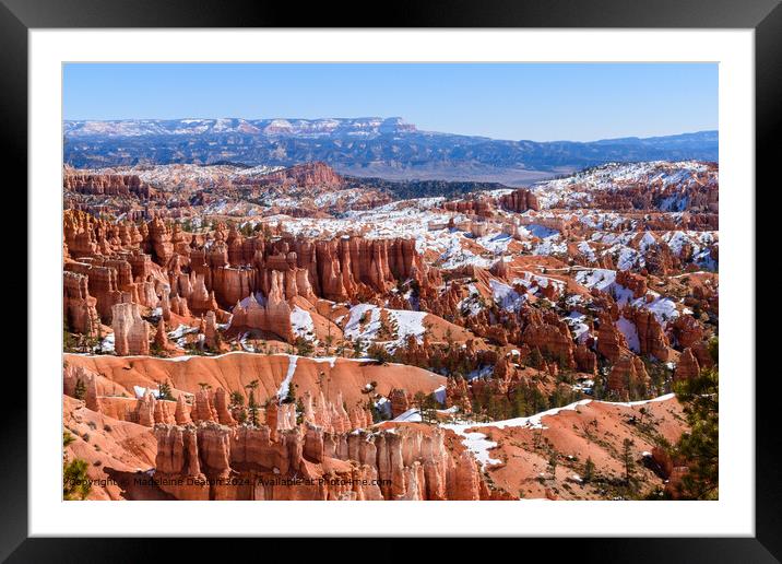 Scenic View of Bryce Canyon from the Queens Garden Trail During Winter Framed Mounted Print by Madeleine Deaton