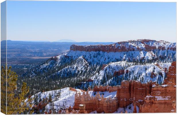 Snow-Capped Landscape of Bryce Canyon National Park During Winter Canvas Print by Madeleine Deaton