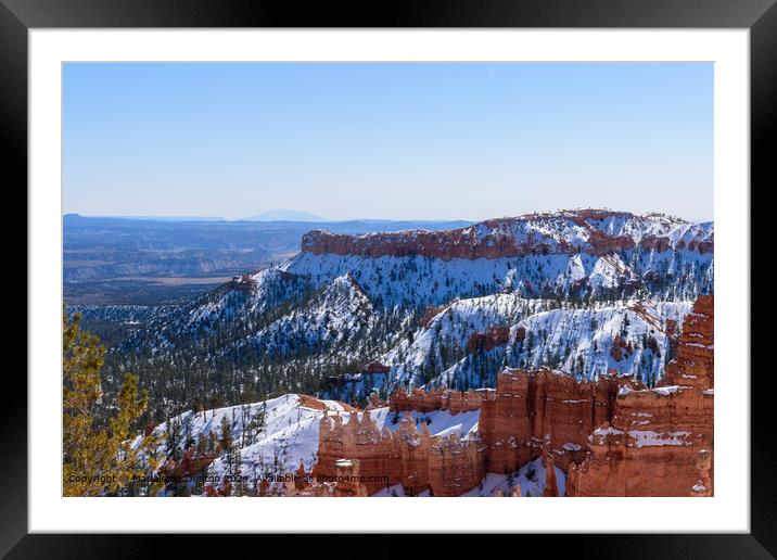 Snow-Capped Landscape of Bryce Canyon National Park During Winter Framed Mounted Print by Madeleine Deaton