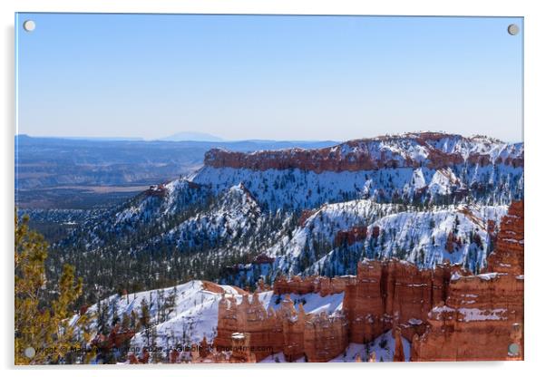 Snow-Capped Landscape of Bryce Canyon National Park During Winter Acrylic by Madeleine Deaton