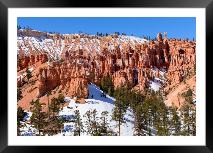 Bryce Canyon Snowy Hoodoos Framed Mounted Print by Madeleine Deaton