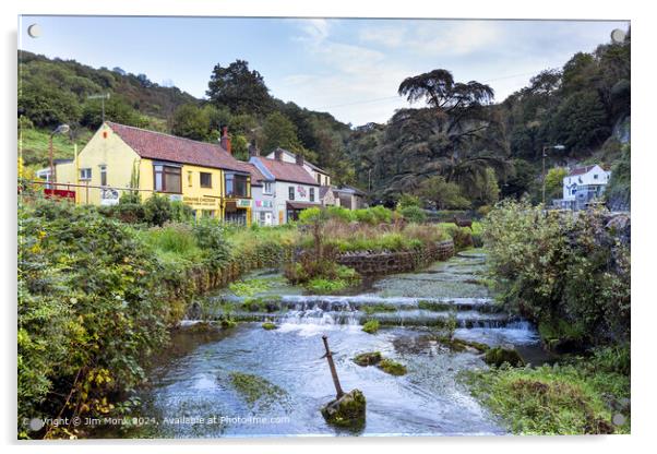 Cheddar Gorge Village Acrylic by Jim Monk