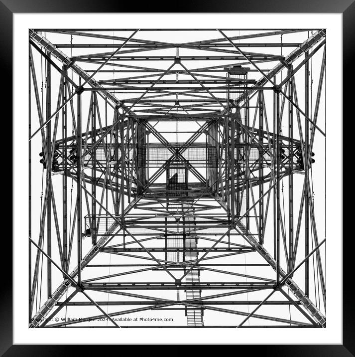 Electrical Tower Abstract Geometric Monochrome Framed Mounted Print by William Morgan