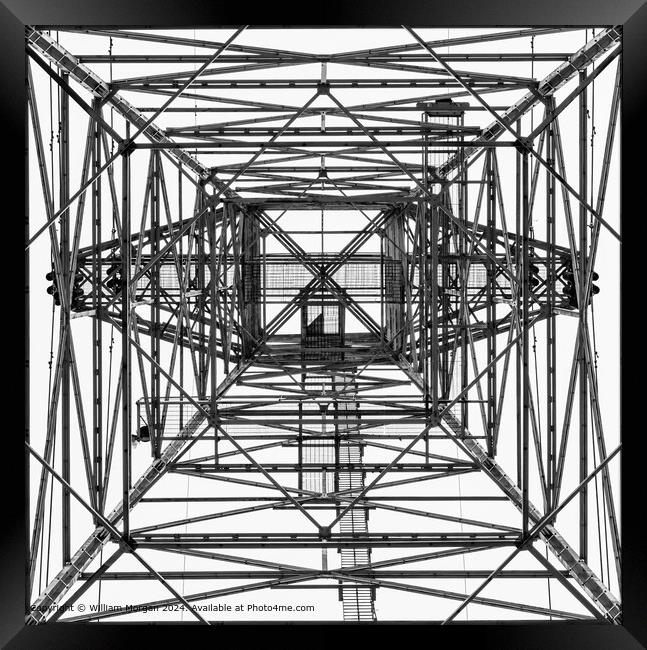 Electrical Tower Abstract Geometric Monochrome Framed Print by William Morgan