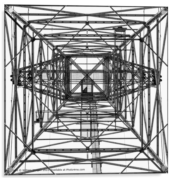 Electrical Tower Abstract Geometric Monochrome Acrylic by William Morgan