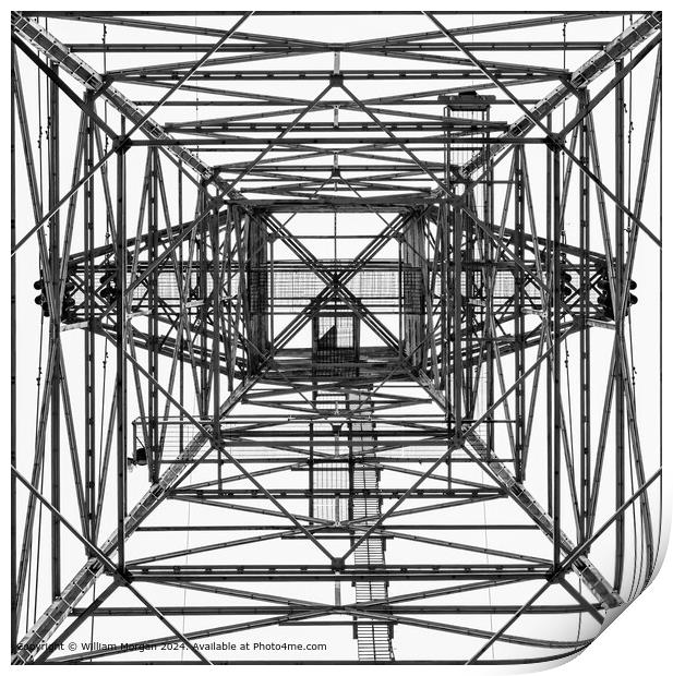 Electrical Tower Abstract Geometric Monochrome Print by William Morgan