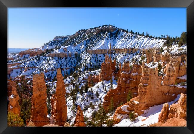 Bryce Canyon Snowy Cliffs Framed Print by Madeleine Deaton
