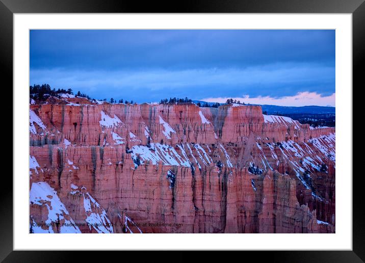 Bryce Canyon Snowy Cliffs Sunrise Framed Mounted Print by Madeleine Deaton