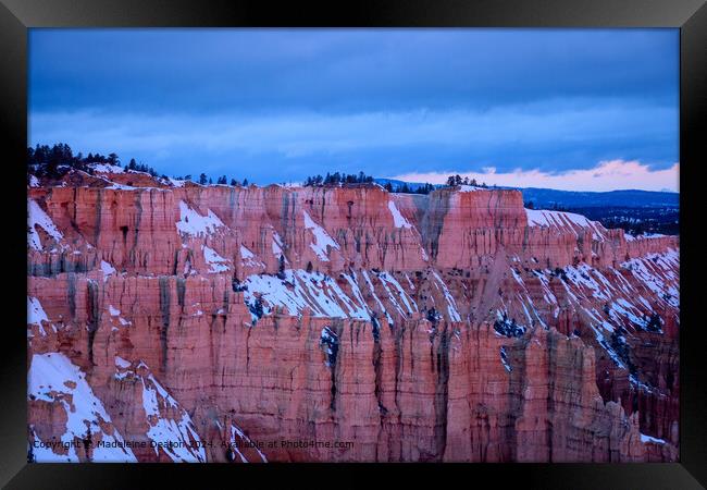 Bryce Canyon Snowy Cliffs Sunrise Framed Print by Madeleine Deaton