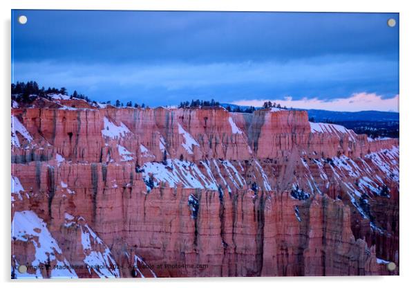 Bryce Canyon Snowy Cliffs Sunrise Acrylic by Madeleine Deaton