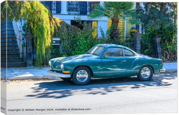 Vintage Karmann Ghia in the Garden District of New Orleans, Louisiana, USA Canvas Print by William Morgan