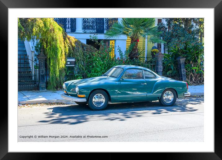 Vintage Karmann Ghia in the Garden District of New Orleans, Louisiana, USA Framed Mounted Print by William Morgan