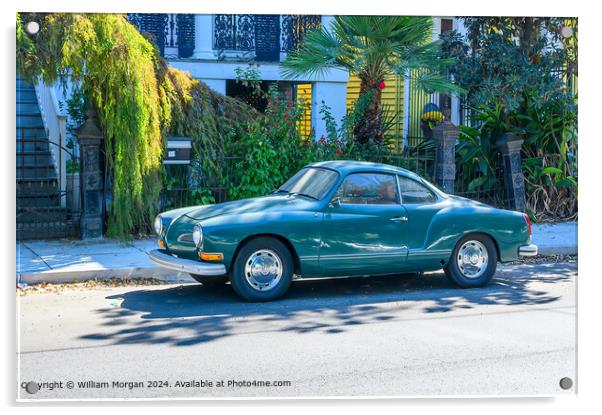 Vintage Karmann Ghia in the Garden District of New Orleans, Louisiana, USA Acrylic by William Morgan