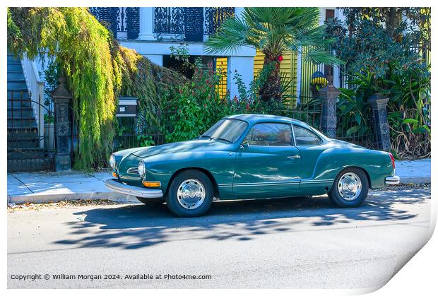 Vintage Karmann Ghia in the Garden District of New Orleans, Louisiana, USA Print by William Morgan