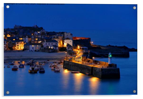 St Ives Harbour at Night Acrylic by Chris Petty