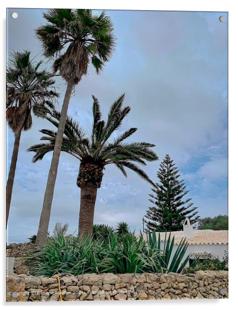 Palms and Araucaria in Garden Landscape Acrylic by Deanne Flouton