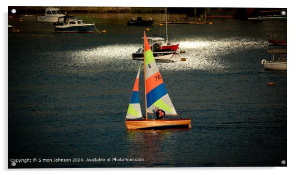 Serene Estuary Sailing Salcombe Acrylic by Simon Johnson