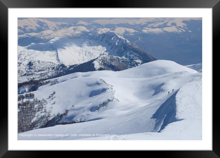 Sirente Velino Snowy Peaks Landscape Framed Mounted Print by Alessandra Castagnolo