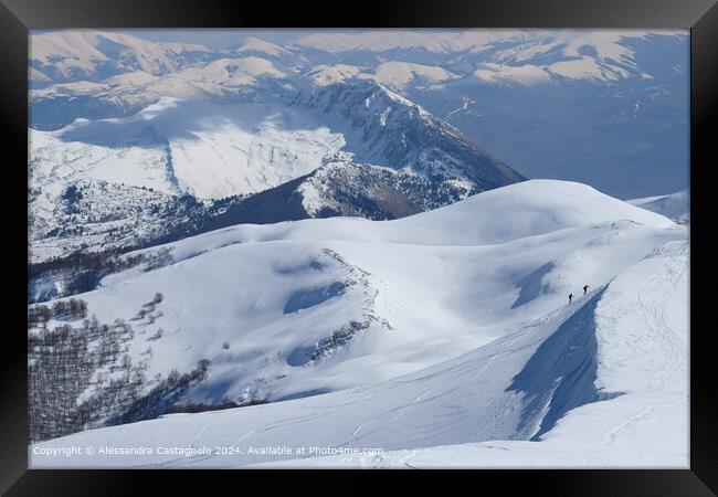 Sirente Velino Snowy Peaks Landscape Framed Print by Alessandra Castagnolo