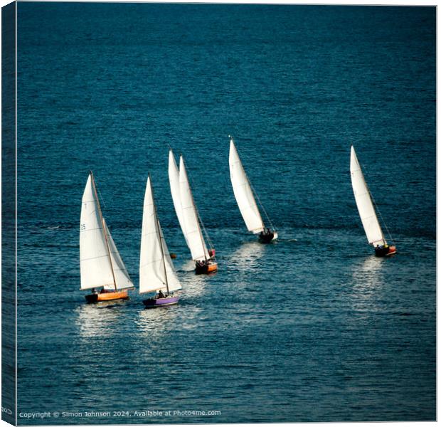 Serene Sunset Seascape Salcombe Canvas Print by Simon Johnson