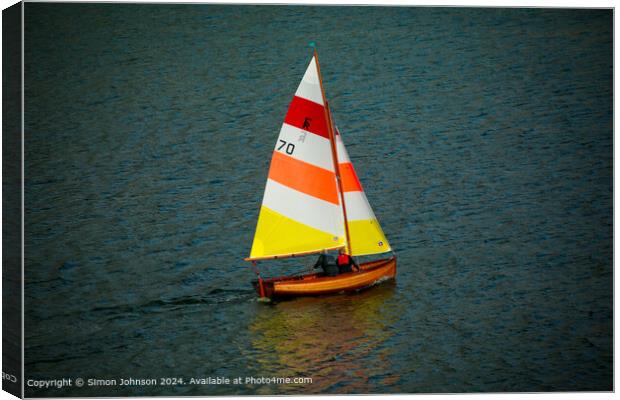 Golden Sailboat Sunset Canvas Print by Simon Johnson