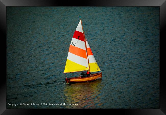 Golden Sailboat Sunset Framed Print by Simon Johnson