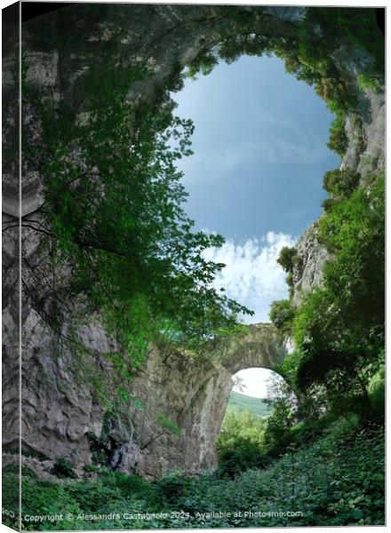 Hole cave and natural arch in Marche Italy Canvas Print by Alessandra Castagnolo