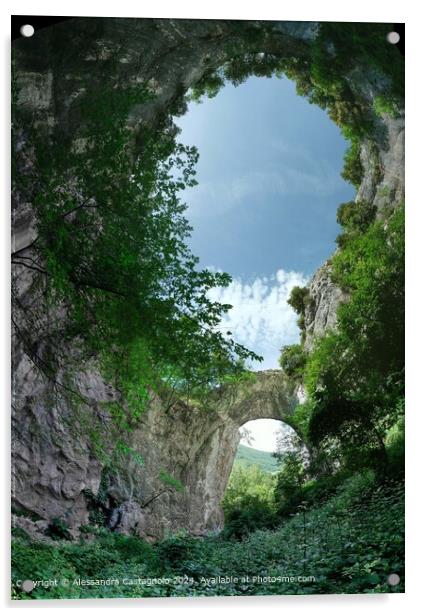 Hole cave and natural arch in Marche Italy Acrylic by Alessandra Castagnolo