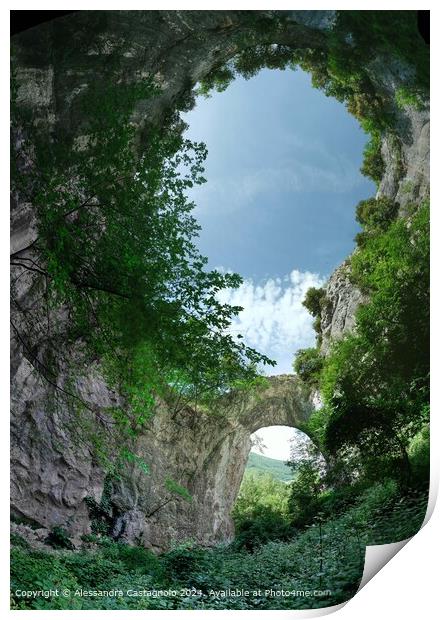 Hole cave and natural arch in Marche Italy Print by Alessandra Castagnolo