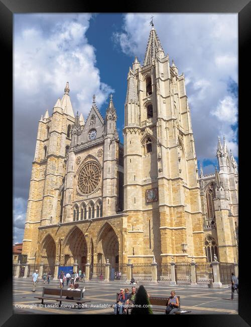Gothic Cathedral Leon Spain Framed Print by Laszlo Konya