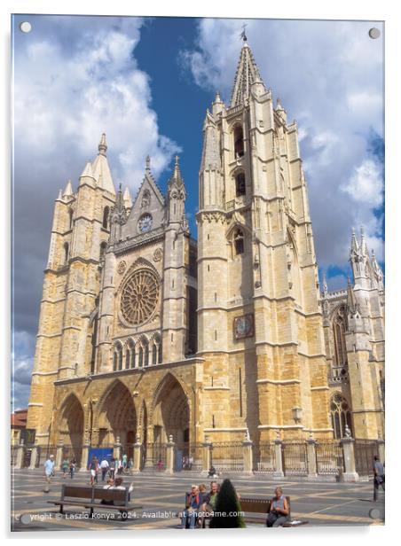 Gothic Cathedral Leon Spain Acrylic by Laszlo Konya