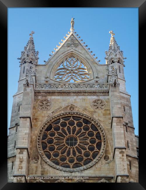 Gothic Cathedral Facade Leon Framed Print by Laszlo Konya