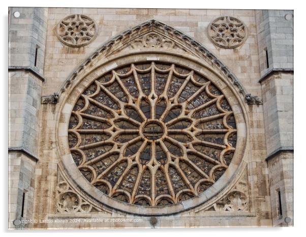 Rose Window Cathedral Leon Acrylic by Laszlo Konya
